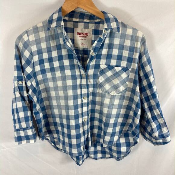 Mossimo Supply Co Crop Gingham Button Down shirt Size XS - Picture 1 of 4